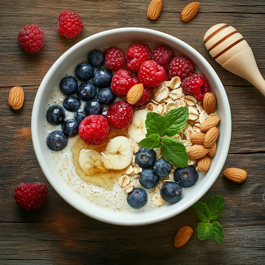 Здоровий сніданок з вівсянкою та фруктами